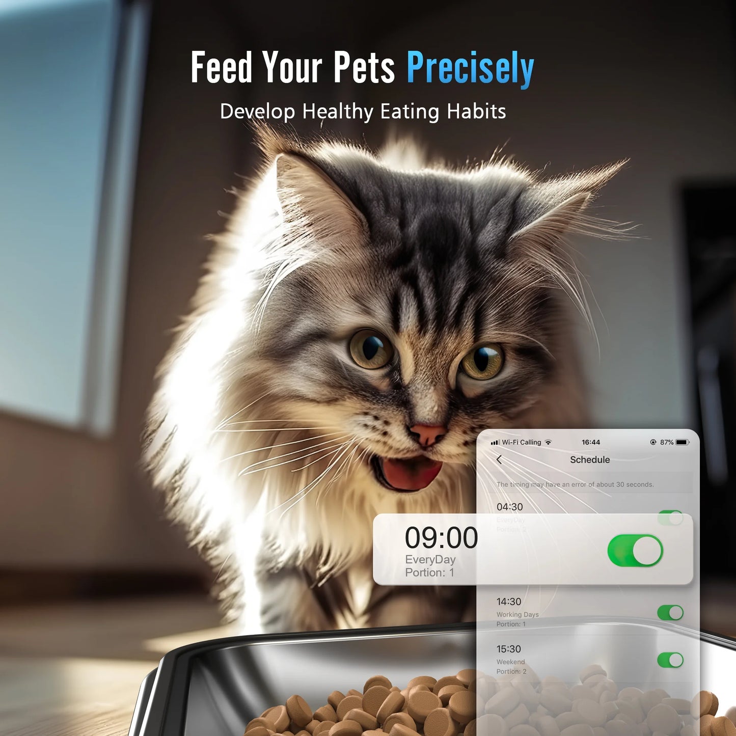 Smart 5L Automatic Cat Feeder with WiFi & App Control - Perfect for 2 Cats or Small Dogs, Includes Double Bowls & Desiccant Bag - PFD-002 PRO
