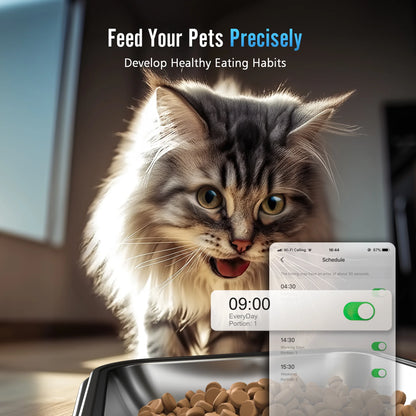 Smart 5L Automatic Cat Feeder with WiFi & App Control - Perfect for 2 Cats or Small Dogs, Includes Double Bowls & Desiccant Bag - PFD-002 PRO