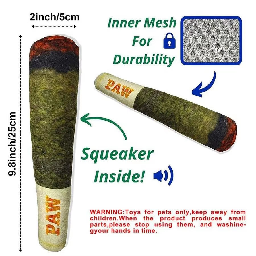 Indestructible Plush Cigar Dog Toy - Interactive Squeaky Chewing Fun for Small Dogs!