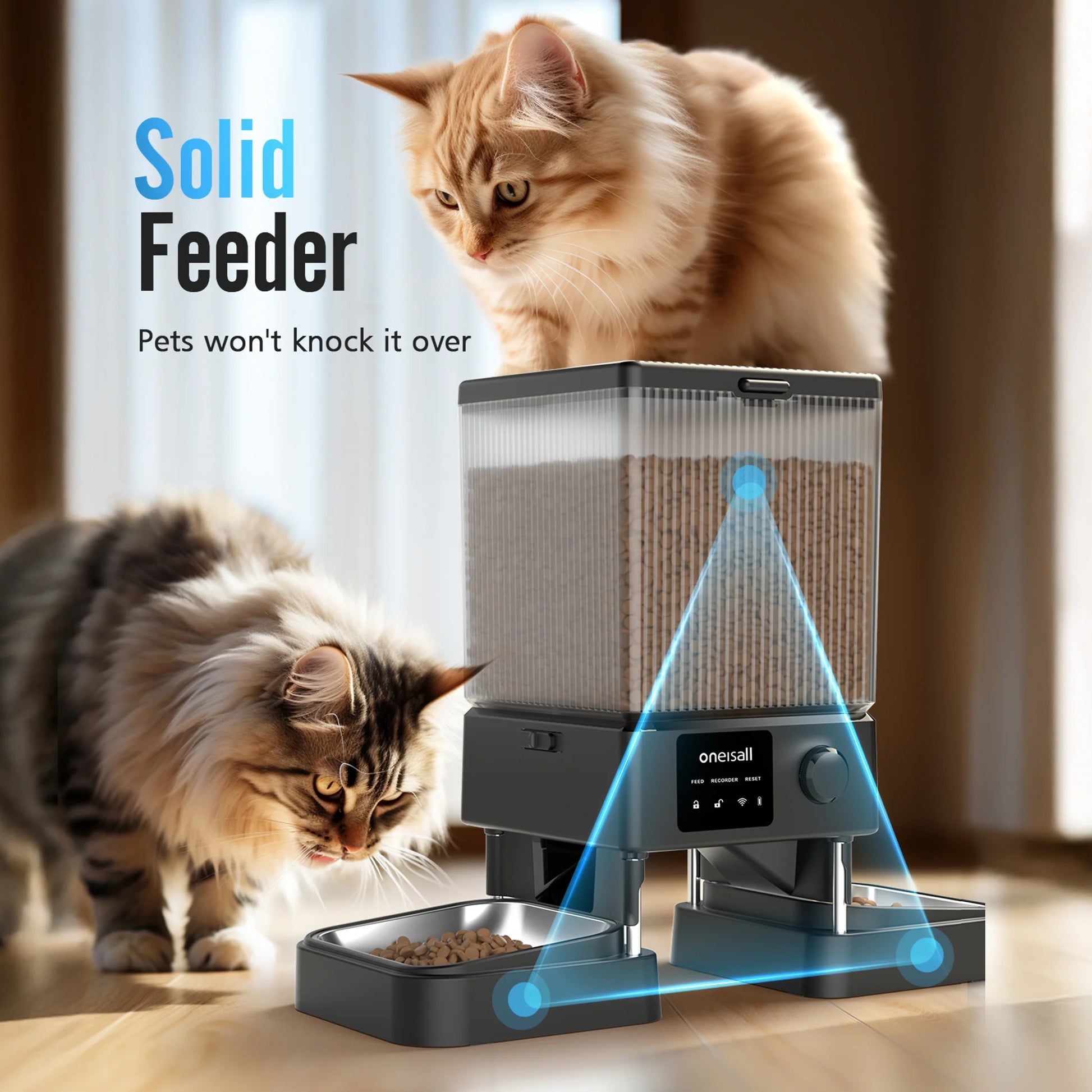 Smart 5L Automatic Cat Feeder with WiFi & App Control - Perfect for 2 Cats or Small Dogs, Includes Double Bowls & Desiccant Bag - PFD-002 PRO