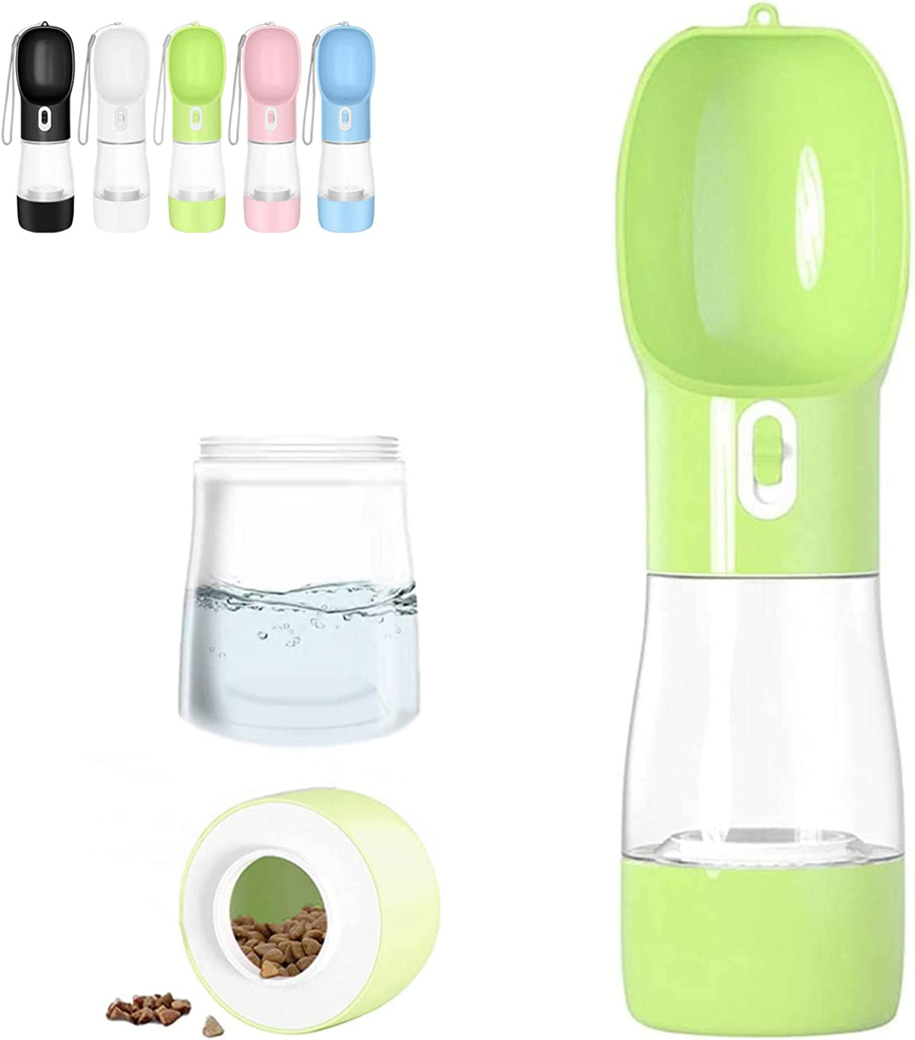 Pet Water Bottle Dispenser - Leak Proof Bottles for pets on the Go with Food Container