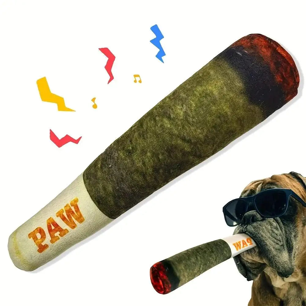Indestructible Plush Cigar Dog Toy - Interactive Squeaky Chewing Fun for Small Dogs!