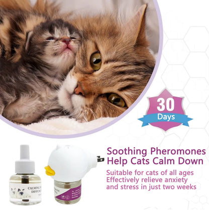 Calming Pheromone Diffuser Kit for Cats - 30-Day Refill & Relaxing Spray for a Peaceful Home