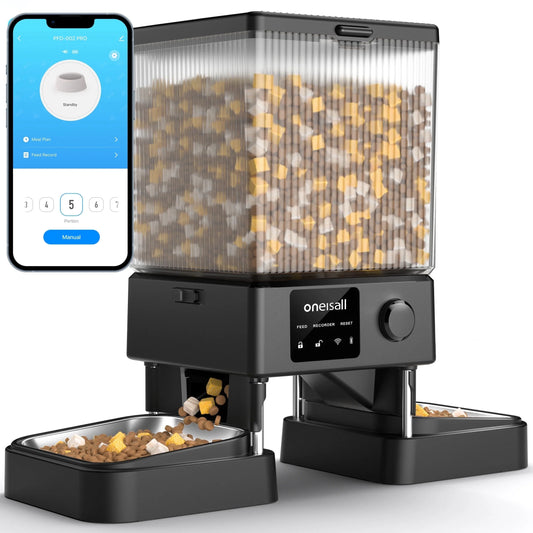 Smart 5L Automatic Cat Feeder with WiFi & App Control - Perfect for 2 Cats or Small Dogs, Includes Double Bowls & Desiccant Bag - PFD-002 PRO