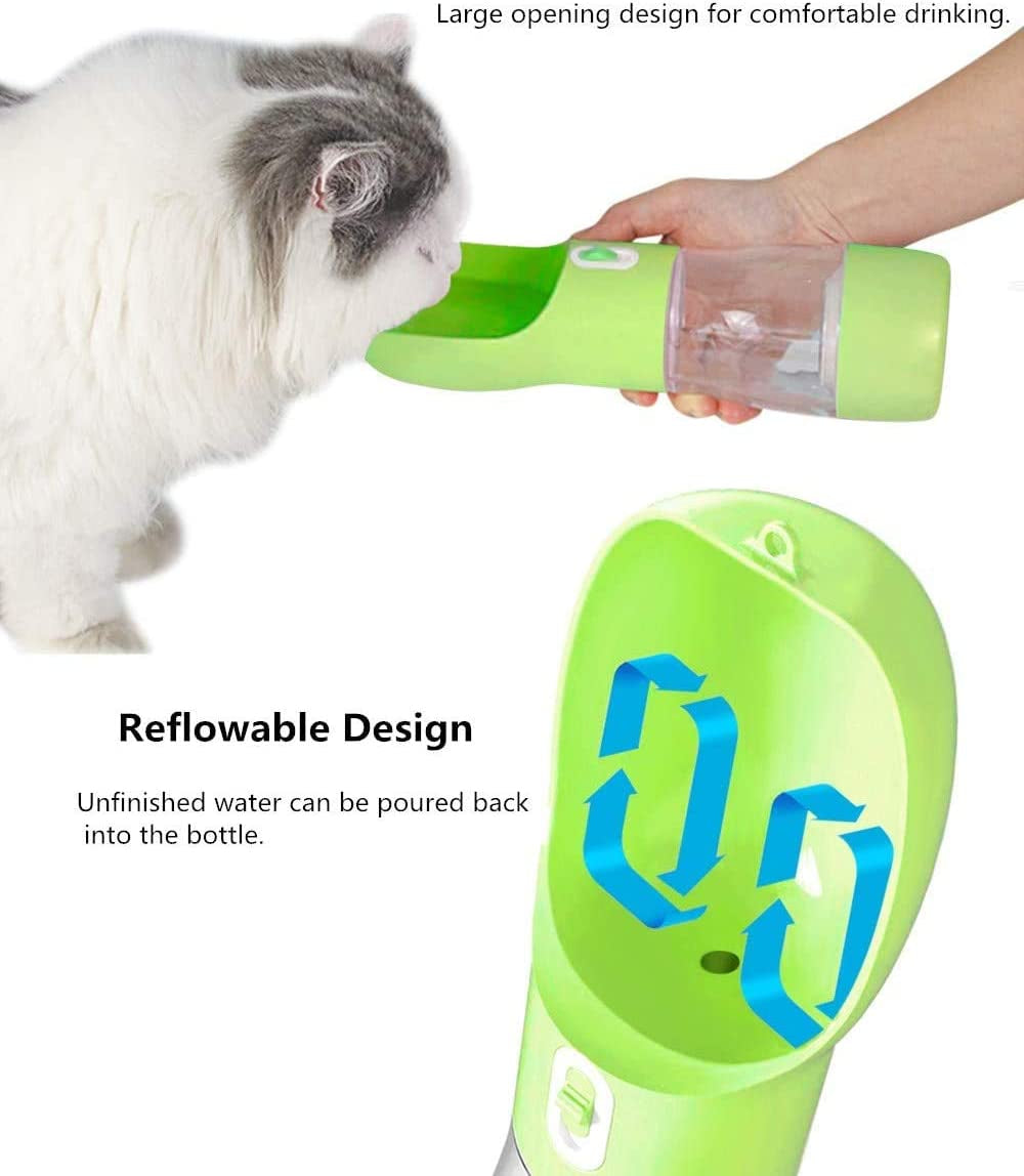 Pet Water Bottle Dispenser - Leak Proof Bottles for pets on the Go with Food Container