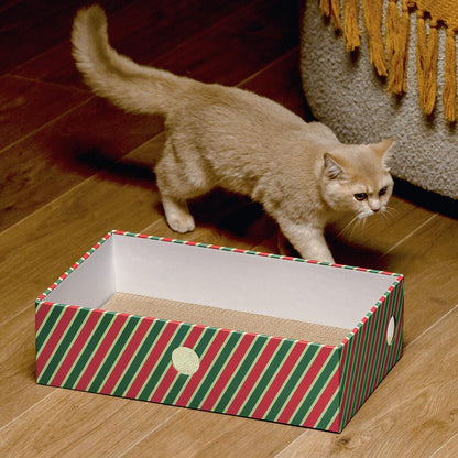 Cat Scratcher Box with 3-Layer Corrugated Pad, Heavy-Duty Double-Sided Cardboard Scratching Board & Bed, Checkered Design, for Cats, Large