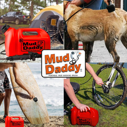 Dog Washer - Portable 2.1 Gallon (8L) with Bath Brush, Paw Cleaner, and Shower Hose Attachment, Red
