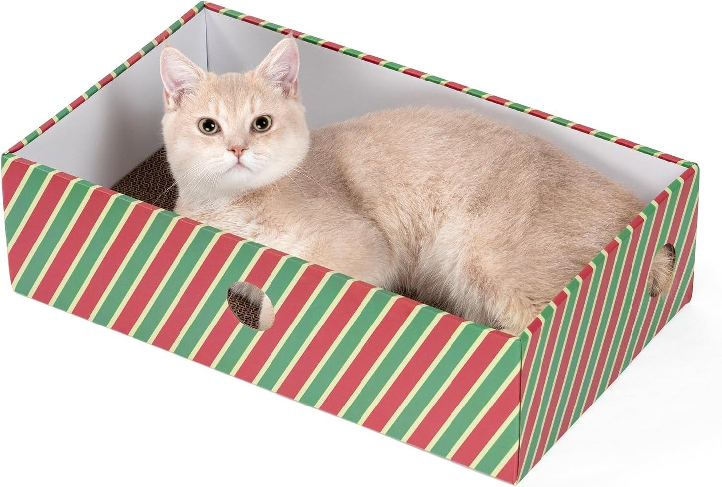 Cat Scratcher Box with 3-Layer Corrugated Pad, Heavy-Duty Double-Sided Cardboard Scratching Board & Bed, Checkered Design, for Cats, Large