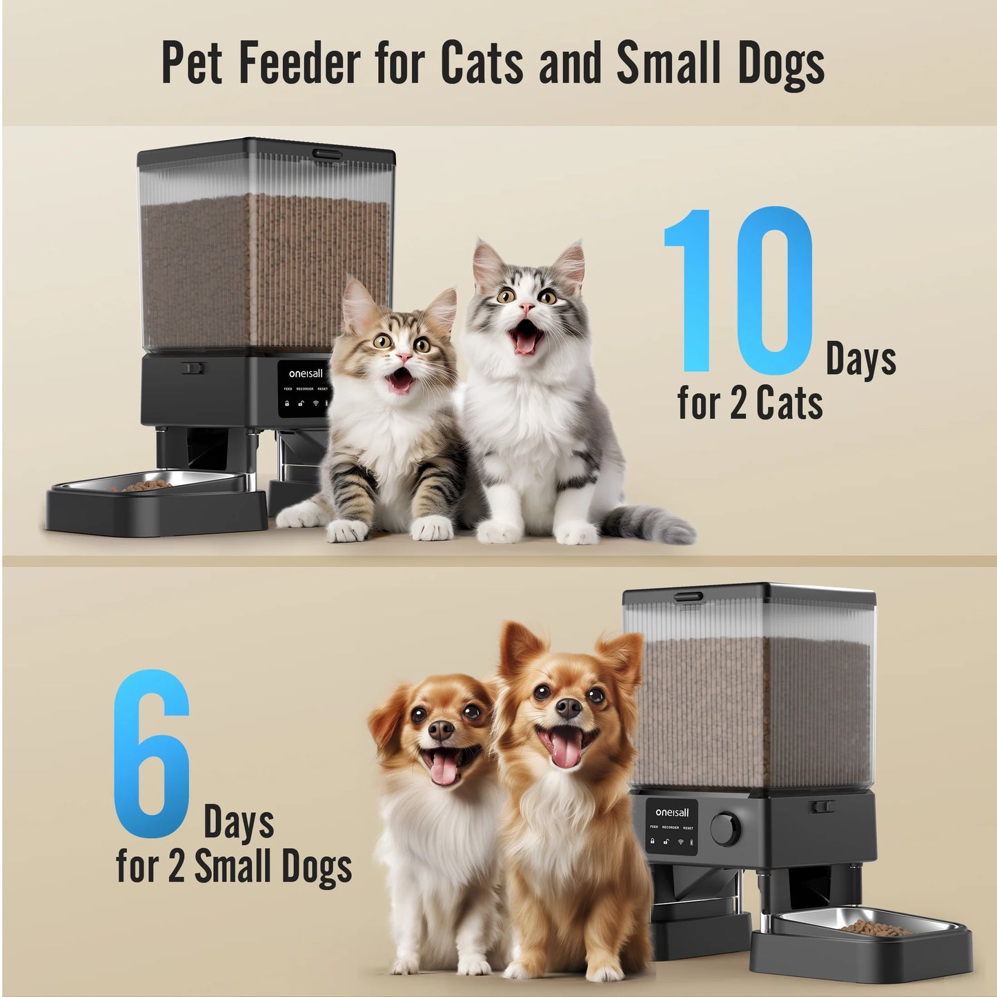 Smart 5L Automatic Cat Feeder with WiFi & App Control - Perfect for 2 Cats or Small Dogs, Includes Double Bowls & Desiccant Bag - PFD-002 PRO