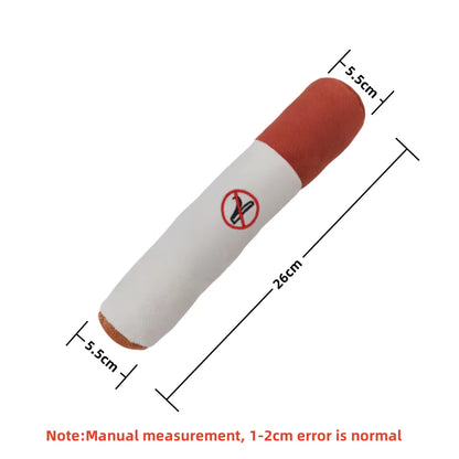 Indestructible Plush Cigar Dog Toy - Interactive Squeaky Chewing Fun for Small Dogs!