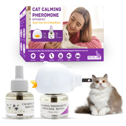 Calming Pheromone Diffuser Kit for Cats - 30-Day Refill & Relaxing Spray for a Peaceful Home