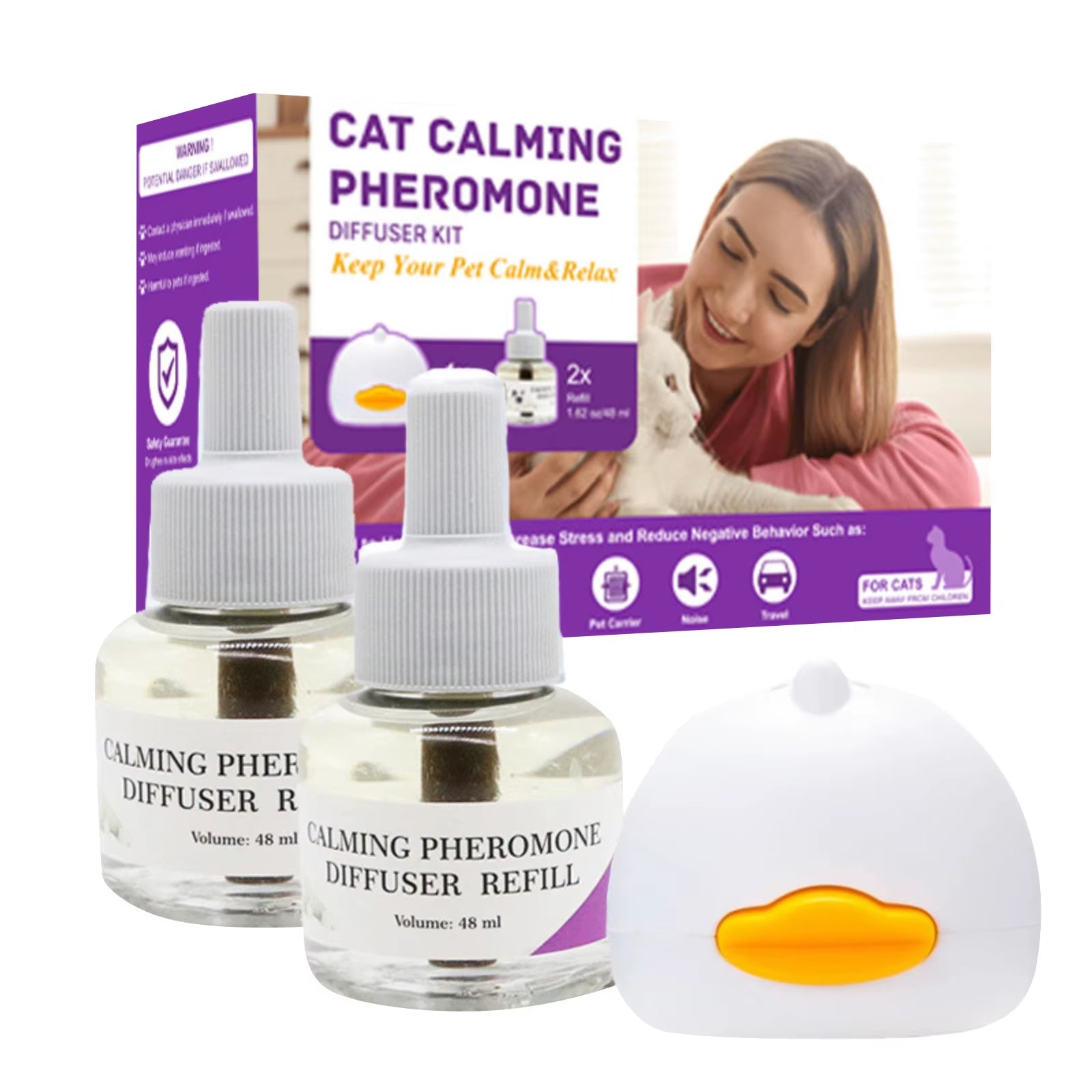 Calming Pheromone Diffuser Kit for Cats - 30-Day Refill & Relaxing Spray for a Peaceful Home