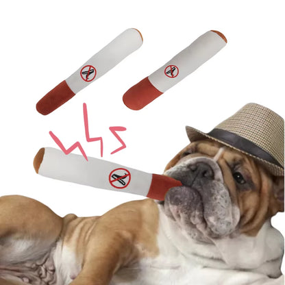 Indestructible Plush Cigar Dog Toy - Interactive Squeaky Chewing Fun for Small Dogs!