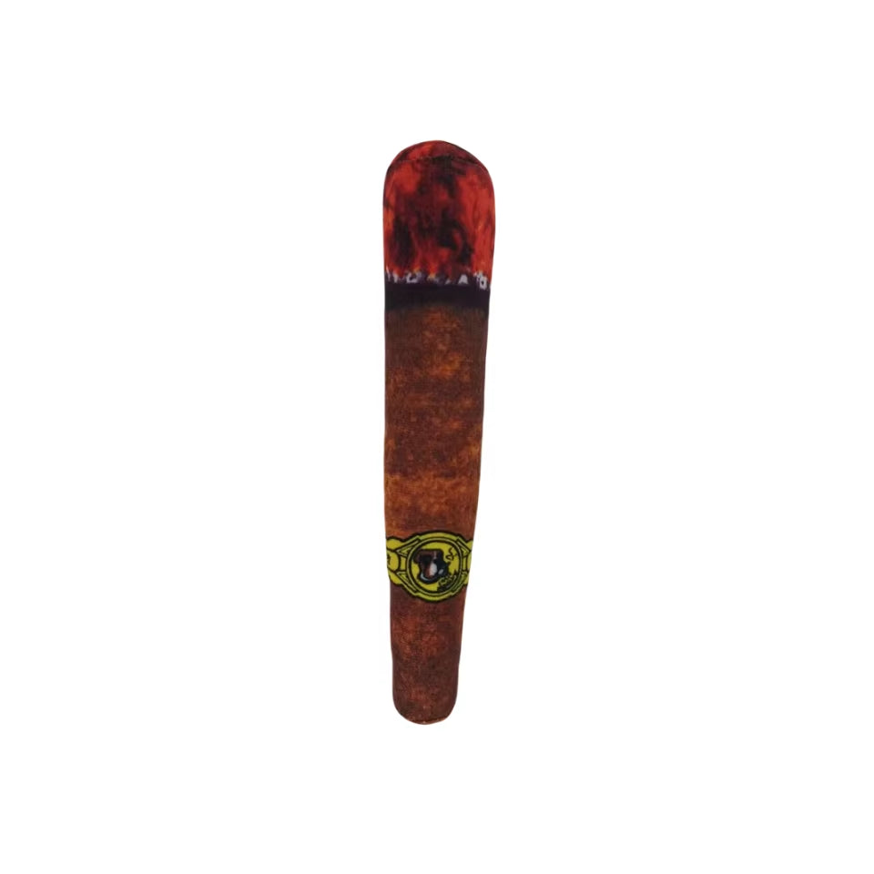 Indestructible Plush Cigar Dog Toy - Interactive Squeaky Chewing Fun for Small Dogs!