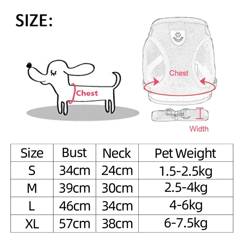 Adjustable Mesh Cat Harness Vest with Leash - Perfect for Small to Medium Dogs and Cats!