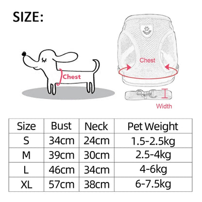 Adjustable Mesh Cat Harness Vest with Leash - Perfect for Small to Medium Dogs and Cats!